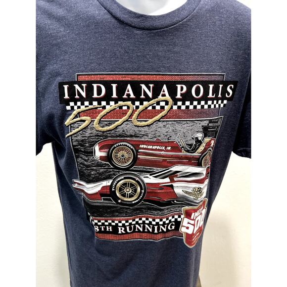 Indianapolis Mens T-Shirt-24 Indy 500 Champs Heather Navy Small Racing Tee New - Picture 2 of 6